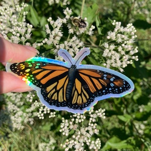 Monarch butterfly holographic vinyl sticker water bottle sticker laptop sticker waterproof sticker image 2