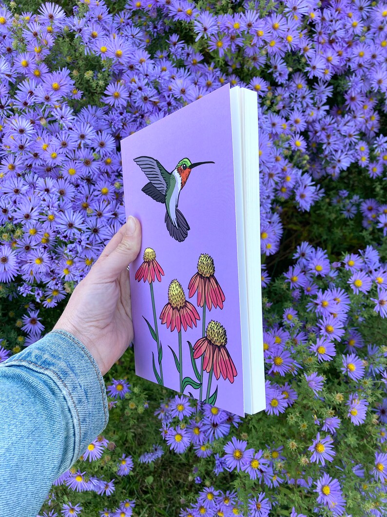 Hummingbird and Coneflowers Journal Native Garden Blank Book Gifts for Nature Lovers Native plants notebook image 2