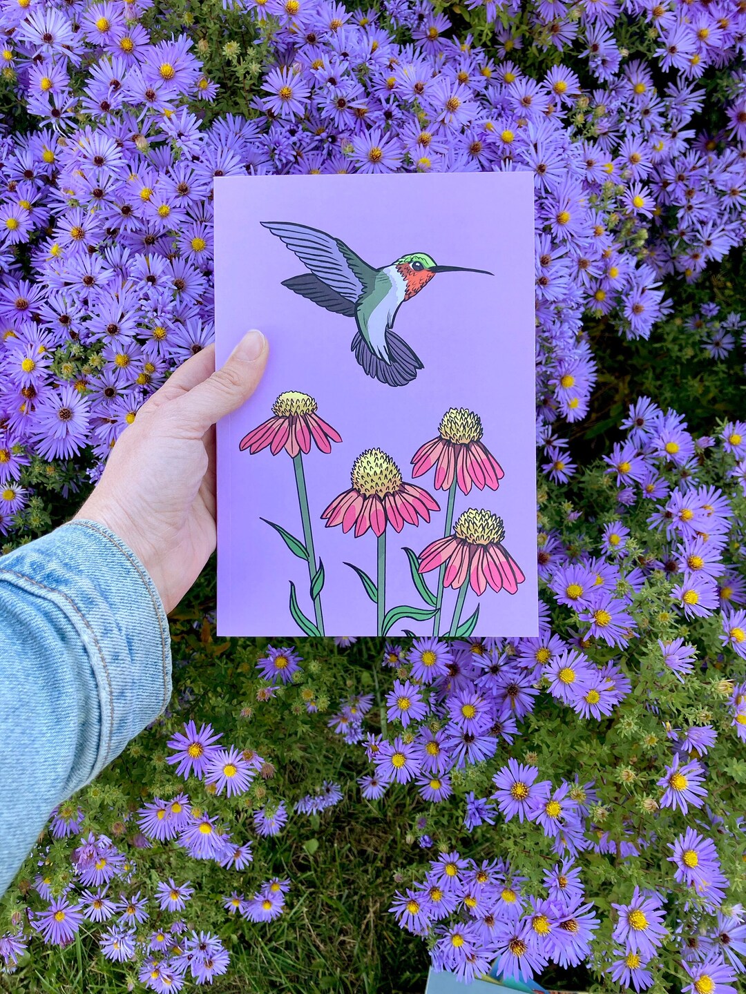 Hummingbird and Coneflowers Journal Native Garden Blank Book Etsy