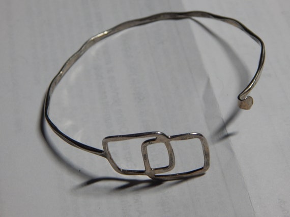 Bracelet, Sterling silver thin cuff, adjustable, … - image 6