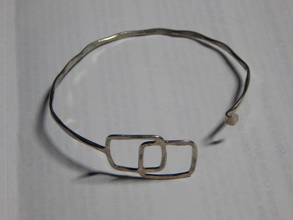 Bracelet, Sterling silver thin cuff, adjustable, … - image 2