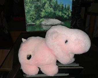 Vintage 9 inch Pink Plush Hippo KInderGund. Used to have music but broken