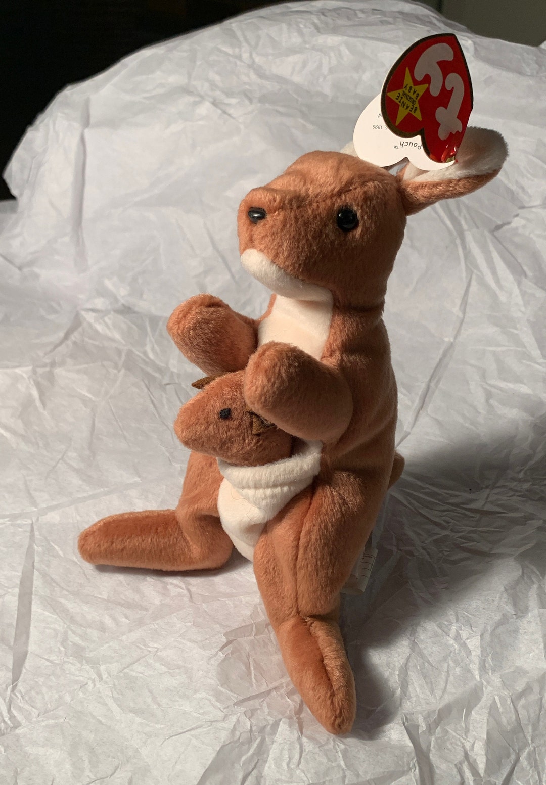 Ty Teenie BEANIE BABY, Kangaroo and Baby, POUCH , Slightly Used Condition Etsy