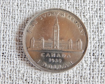 Canada One Dollar .800 Silver coin, 1939, Parliament Buildings