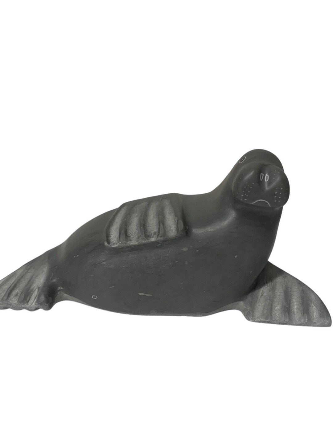 INUIT Serpentine Art Carving, Johnny Aqaitsusuk SEAL, 7x1.5x3, Signed ...