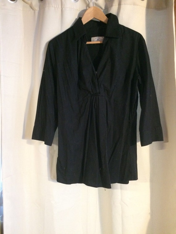 Women, girls:blouse/shirt, Long black cotton , si… - image 1