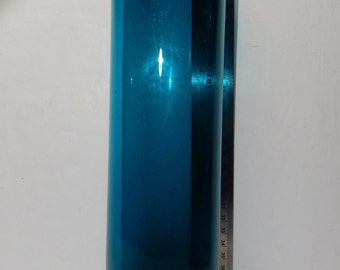 Vase, Turquoise blue, Blenko-like, about 10x3 inches