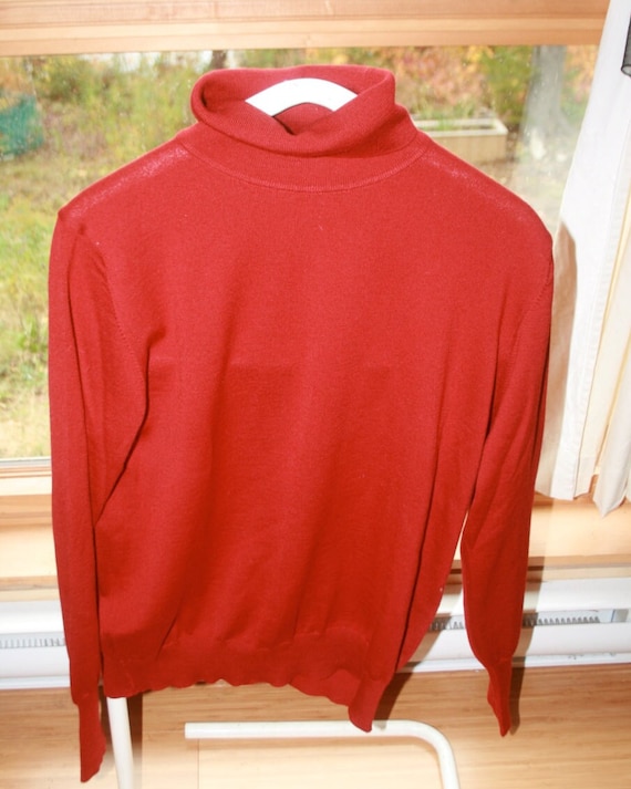 Women or GIrls Sweater, Cashmere - Red Turtleneck 