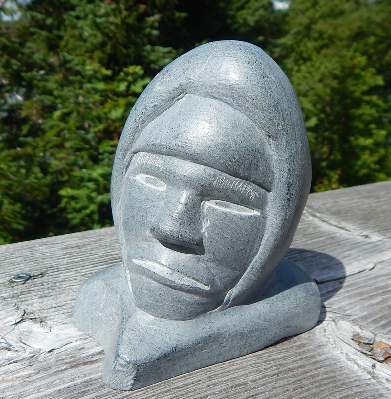 Inuit Eskimo art soapstone carving: INUK HEAD E9-1481 | Etsy