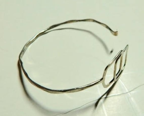 Bracelet, Sterling silver thin cuff, adjustable, … - image 5