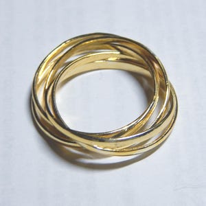 Gorgeous 14kt Gold over Silver Rings, 4 ring puzzle BAND Plain, size 11, Wedding, Father&#39;s Day, Boyfriend