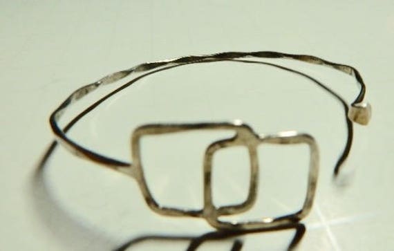 Bracelet, Sterling silver thin cuff, adjustable, … - image 4