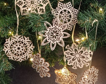 Snowflakes PERSONALIZED Christmas ornaments for rustic Wooden snowflakes Holiday Decor Best Gift Ukrainian decorations plywood Folk Art Xmas