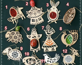 Set of 12 Easter ornaments OR single ornament. Easter tree decor. Ukrainian art. Unique Easter gift. Perfect gift for any occasion