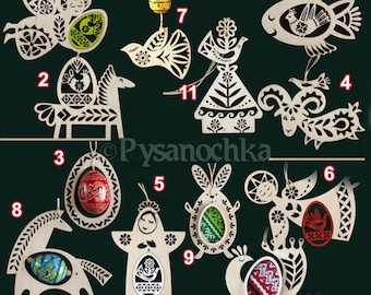 Set of 12 Easter ornaments.Easter tree decor. Ukrainian art. Unique Easter gift. Perfect gift for any occasion