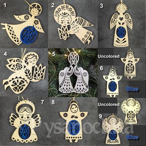 Ángeles navideños ucranianos con tridente, símbolo de Ucrania Tryzub, decoraciones navideñas, regalos de ángeles navideños de Ucrania