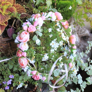 Blush pink and gold flower crown  Floral crown girls Flower girl crown Child headband  Hair accessories