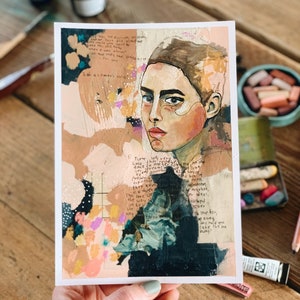 Lost Stories | &quot;Breakfast in bed&quot; | Original mixed-media collage | painting by Kasia Avery, ready to frame
