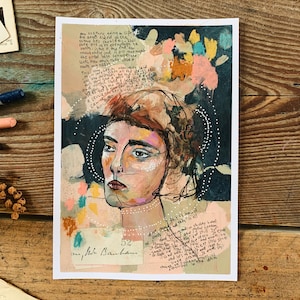 Lost Stories | &quot;My baby&quot; | Original mixed-media collage | painting by Kasia Avery, ready to frame