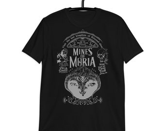 Koszulka unisex z krótkim rękawem „Mines of Moria” z szarym nadrukiem
