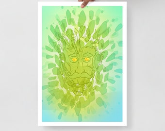 Hgh quality poster print "The Green Man" by UK artist Mr Pilgrim