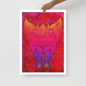 Póster estilo años 70 de la bestia alada de Mr Pilgrim