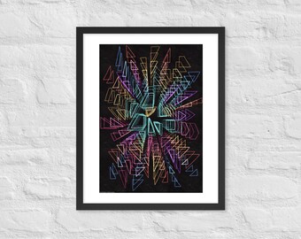 Neon Mirror Framed Poster - handmade art by MrPilgrim