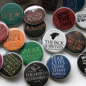 Dragons Pin Fire cannot kill a dragon bend the knee blood and fire magnet 5 Button Set Magnets Flat Back image 8