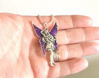 Purple Fairy Necklace: Silver Fantasy Jewelry