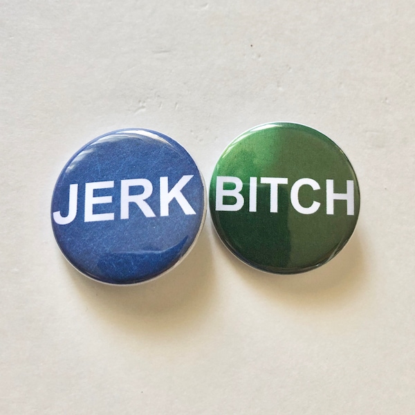 Jerk and Bitch Supernatural Insults Sam and Dean Buttons Pins Magnets