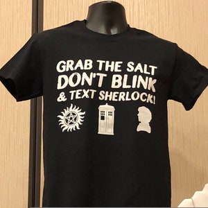 Super Who Lock T Shirt SuperWhoLock Doctor Who T Shirt Sherlock Super Hunters Antipossession Tatoo Symbol Tardis Fandom Gift Geek Gift
