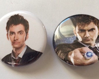 Doctor Who 10th Doctor Pins Set of 2 Buttons Magnets Keychains