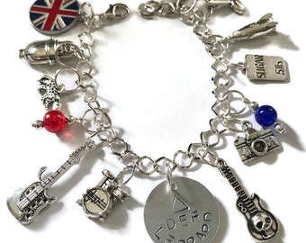 Def Leppard Charm Bracelet Rock Band Music Lover Gift Concert Jewelry Hair Band Glam Metal 1980’s Rock and Roll Rock Jewelry Rock Guitar