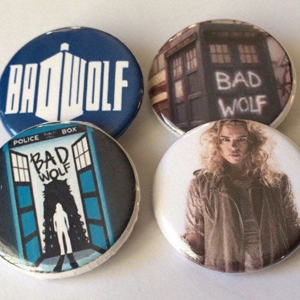 Bad Wolf Doctor Who Rose Tyler Bad Wolf Button Pins Bad Wolf Pin Doctor Who Button Doctor Who Pin Bad Wolf Button