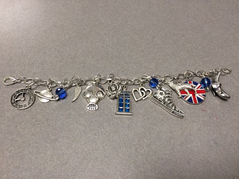 Doctor Who Charm Bracelet Doctor Who Gift Tardis Inspired By 10th Doctor Whovian Gift Bracelet Dr Who Bracelet Dr Who Jewelry image 6