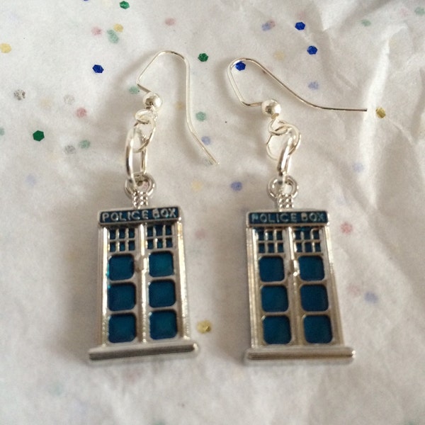 TARDIS Earrings Doctor Who Earrings TARDIS Police Box Earrings Time Lord Whovian Gift Doctor Who Jewelry Geek Gift Fandom Gift