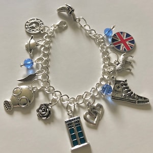 Doctor Who Charm Bracelet Doctor Who Gift Tardis Inspired By 10th Doctor Whovian Gift Bracelet Dr Who Bracelet Dr Who Jewelry image 3