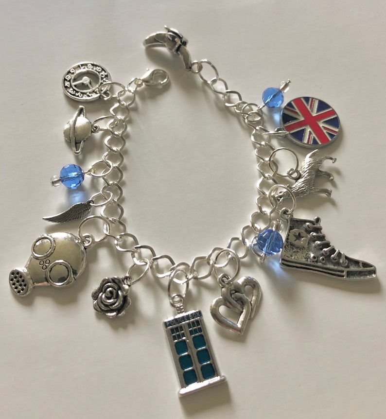 Doctor Who Charm Bracelet Doctor Who Gift Tardis Inspired By 10th Doctor Whovian Gift Bracelet Dr Who Bracelet Dr Who Jewelry image 3