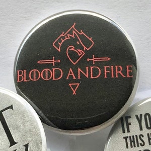 Dragons Pin Fire cannot kill a dragon bend the knee blood and fire magnet 5 Button Set Magnets Flat Back image 2