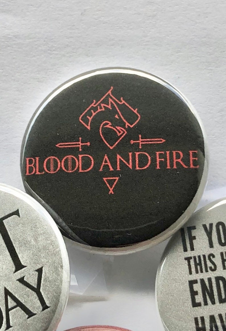 Dragons Pin Fire cannot kill a dragon bend the knee blood and fire magnet 5 Button Set Magnets Flat Back image 2