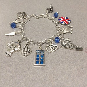 Doctor Who Charm Bracelet Doctor Who Gift Tardis Inspired By 10th Doctor Whovian Gift Bracelet Dr Who Bracelet Dr Who Jewelry image 4