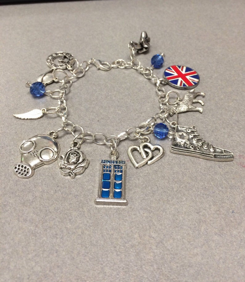 Doctor Who Charm Bracelet Doctor Who Gift Tardis Inspired By 10th Doctor Whovian Gift Bracelet Dr Who Bracelet Dr Who Jewelry image 4