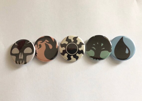 Buy 2 Sets Get 1 Free MTG Magic the Gathering 1" Mana Button Pin Set of 5 Buy 2 Sets Get 1 Free MTG Magic the Gathering 1" Mana Button Pin Set of 5