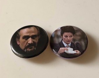 Doctor Who The Master and Missy Pin Pinback Buttons Doctor Who Pins Doctor Who Buttons Badges Magnets Keychains