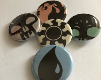 MTG Pins 5 Pack Mana Symbols Card Game Gaming Pins Gamer TCG MTG Buttons Magnets Flat Backs Magic Fandom