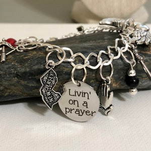 Bon Jovi Inspired Charm Bracelet Living on a Prayer Bracelet Rock Band Music Lover Gift Concert Jewelry