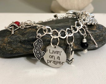 Bon Jovi Inspired Charm Bracelet Living on a Prayer Bracelet Rock Band Music Lover Gift Concert Jewelry