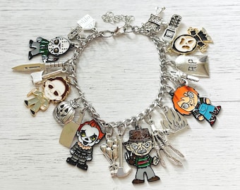 GENUINE S925 Sterling Silver CHUCKY DOLL Horror Goth Dark Bracelet 