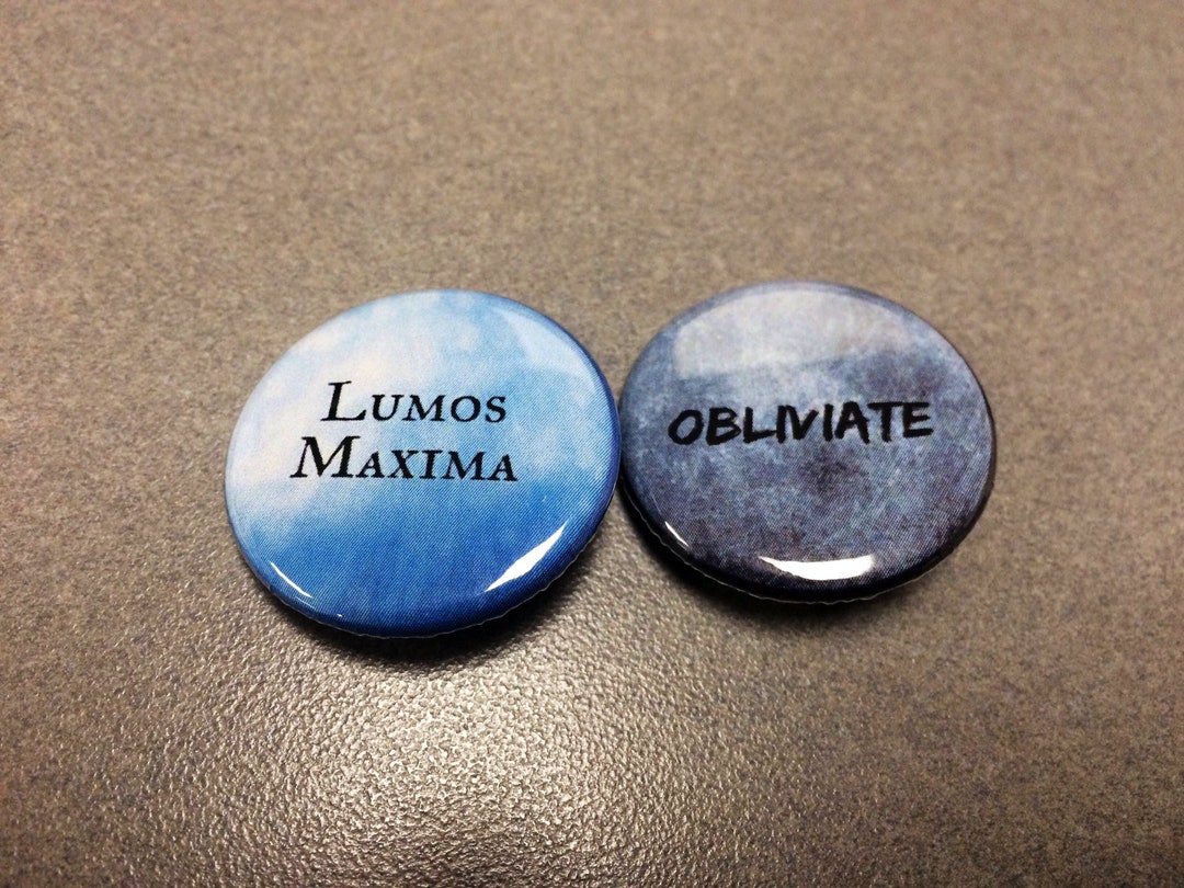 Lumos Maxima Obliviate Wizard Spells Pin Pinback Button Set of 2