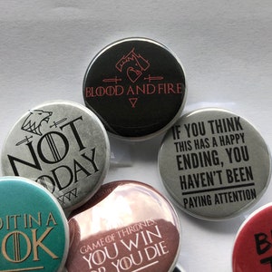 Dragons Pin Fire cannot kill a dragon bend the knee blood and fire magnet 5 Button Set Magnets Flat Back image 6